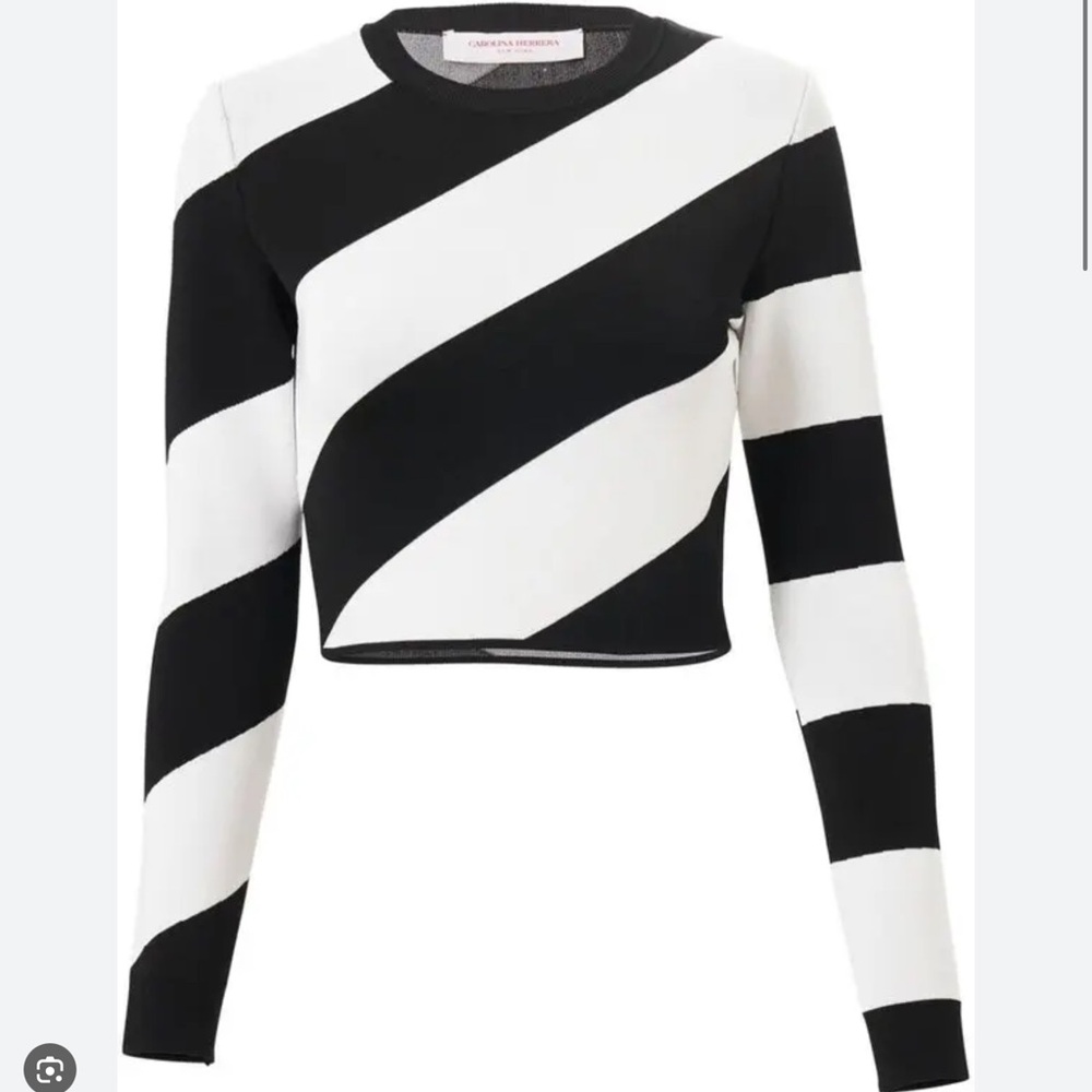 Carolina Herrera Diagonal Stripe Cropped Jumper